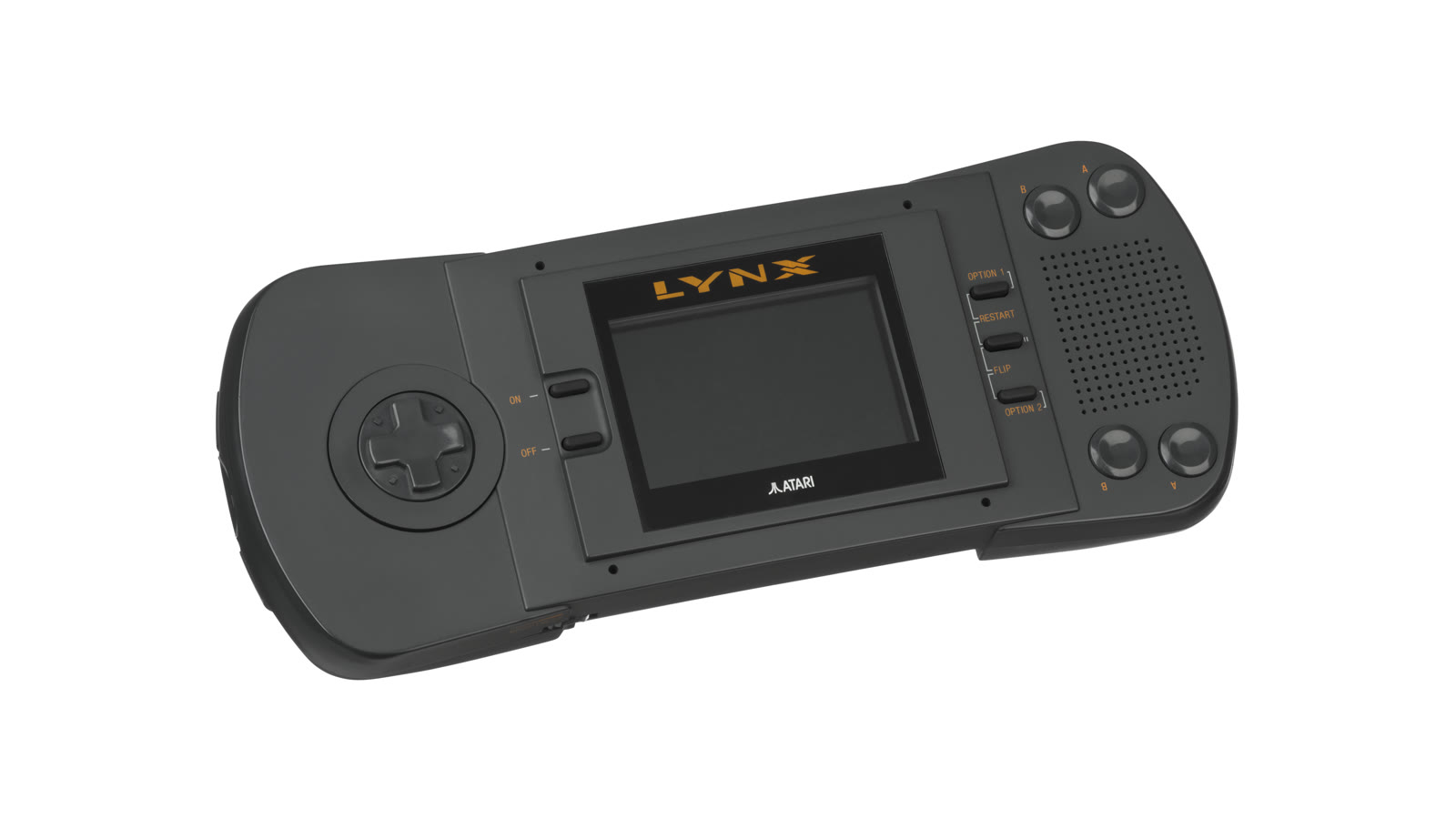 Originaler Atari Lynx I von 1989 mit Steuerkreuz, Farbbildschirm und vier Aktionstasten