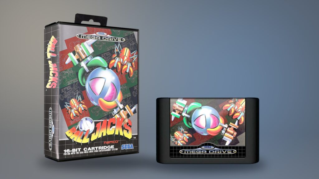 Ball Jacks für Sega Mega Drive – Verpackung und Cartridge als digitale Montage aus Originalvorlagen
