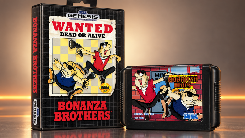 Bonanza Bros. – originale Sega Mega Drive Verpackung und Modul