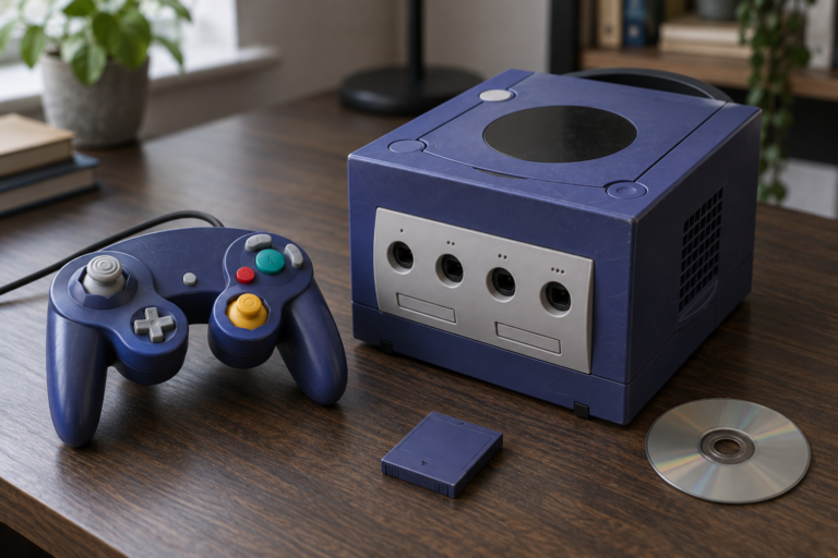Gebrauchter Nintendo GameCube mit Controller, Spiel-Disc und Memory Card