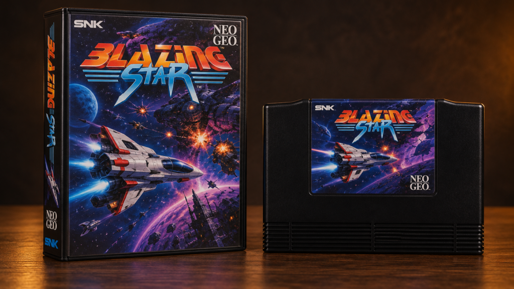 Blazing Star: Neo-Geo-AES-Verpackung und Modul als KI-gestützte Produktaufnahme