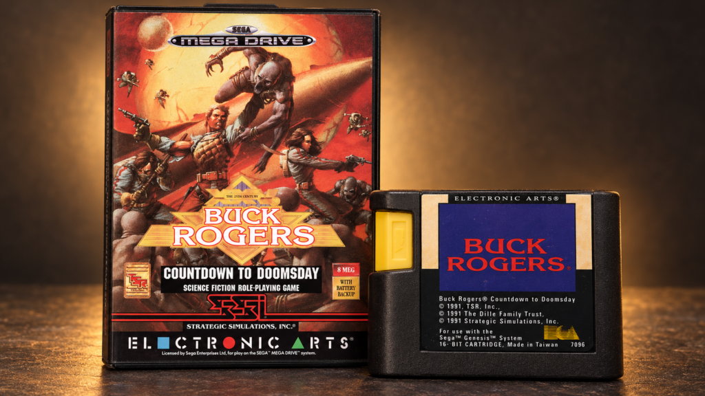 Buck Rogers: Countdown to Doomsday – originale Mega-Drive-Verpackung und Modul als 16:9-Packshot