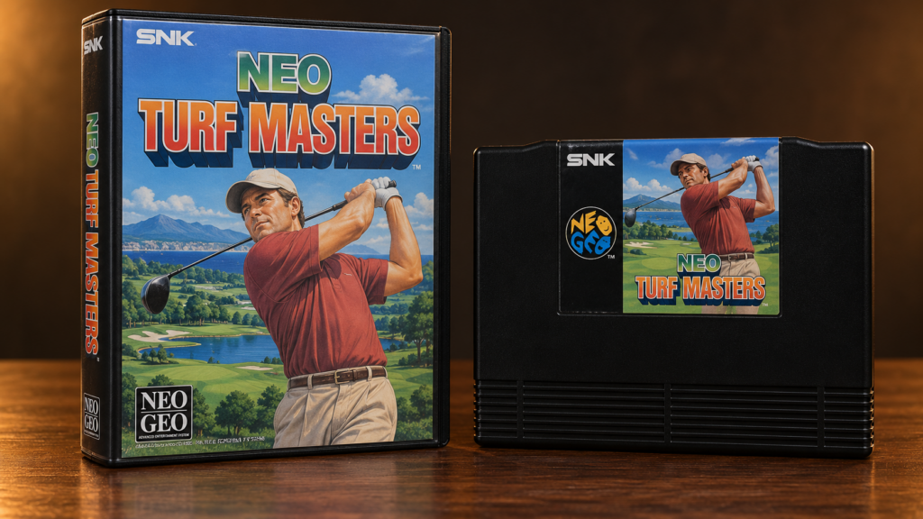 Neo Turf Masters: Neo-Geo-AES-Verpackung und Modul als KI-gestützte Produktaufnahme