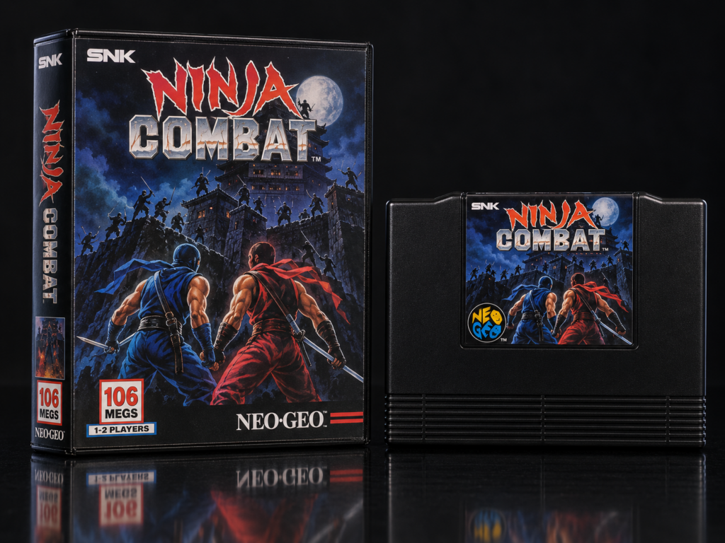 Ninja Combat: KI-Packshot mit AES-Verpackung und Modul
