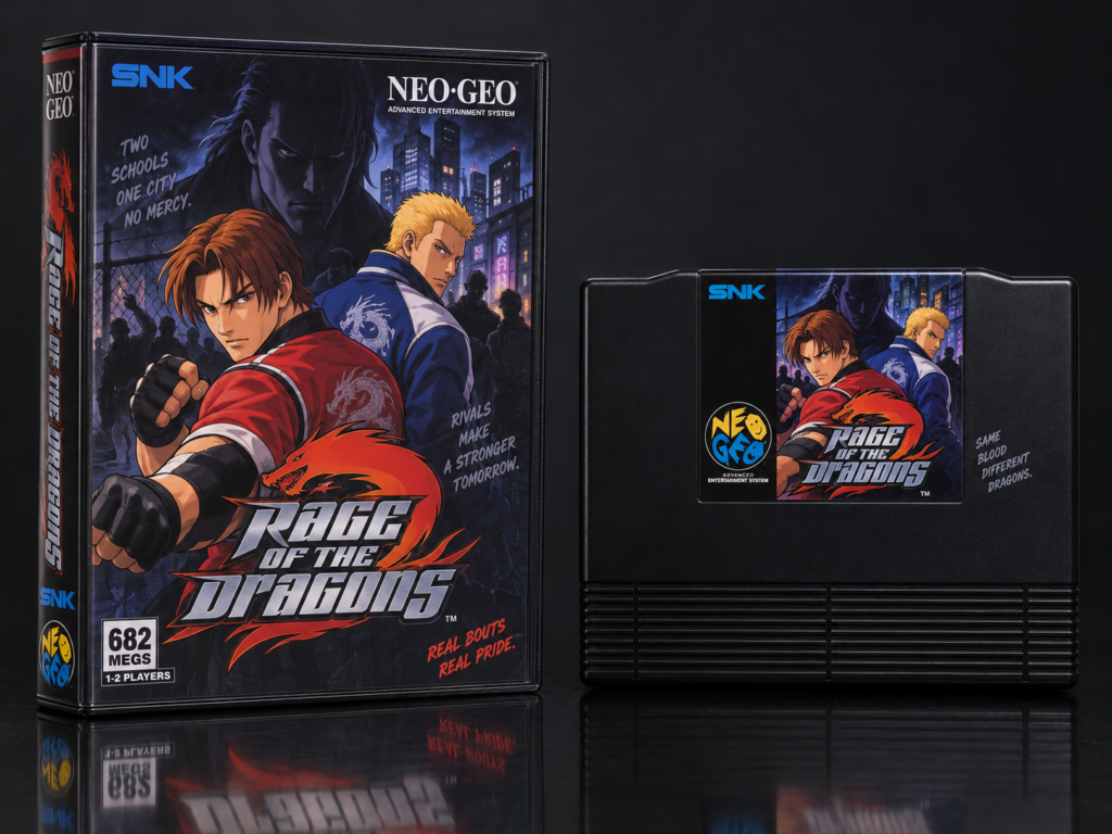 Rage of the Dragons: KI-Packshot mit AES-Verpackung und Modul