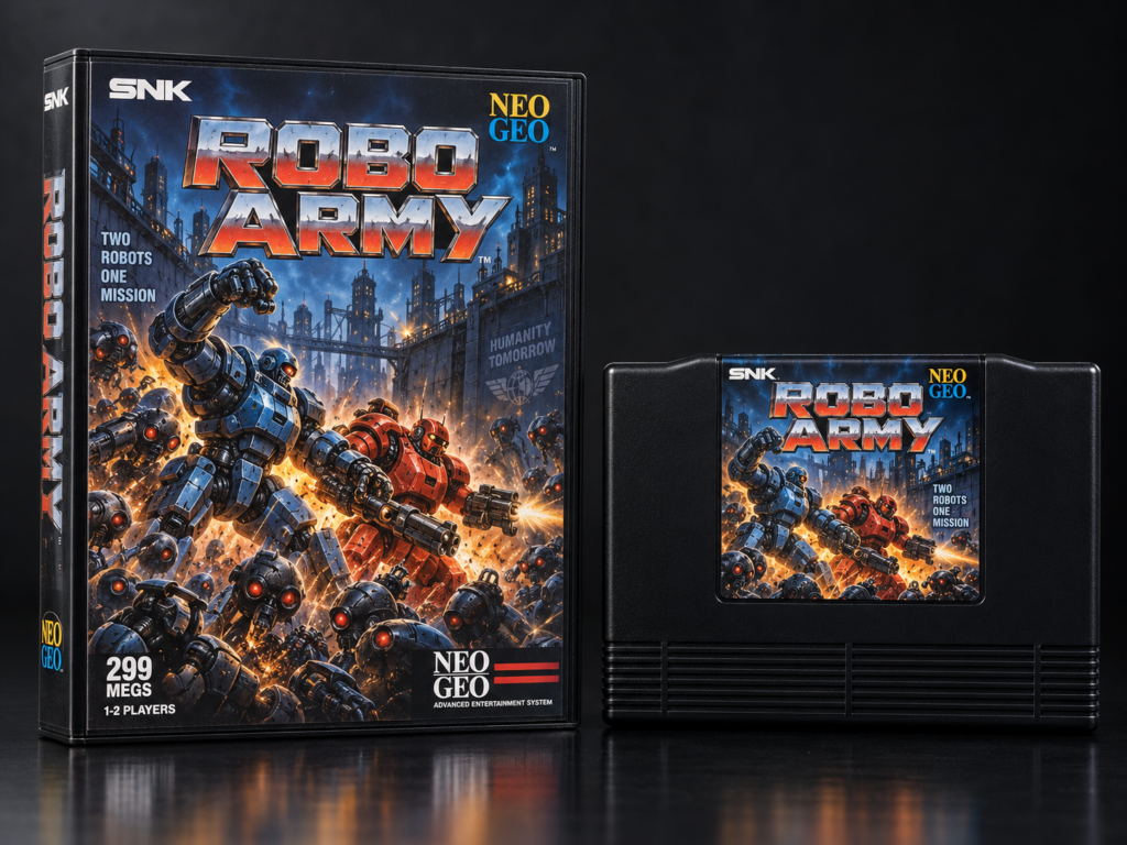 Robo Army: KI-Packshot mit AES-Verpackung und Modul