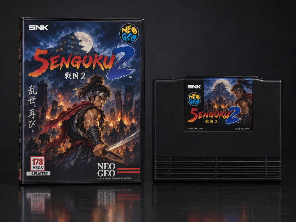 Sengoku 2: KI-Packshot mit AES-Verpackung und Modul