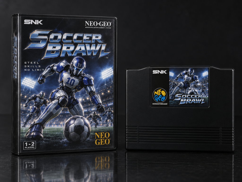 Soccer Brawl: KI-Packshot mit AES-Verpackung und Modul