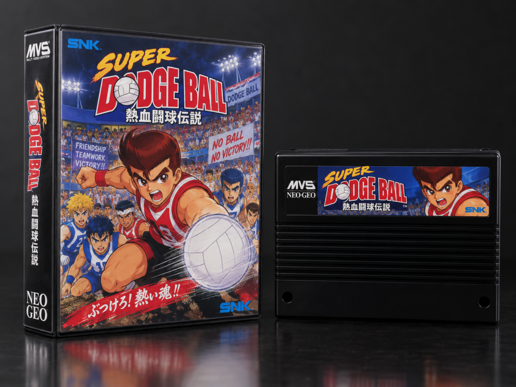 Super Dodge Ball / Nekketsu Toukyu Densetsu: KI-Packshot mit MVS-Motiv und Modul