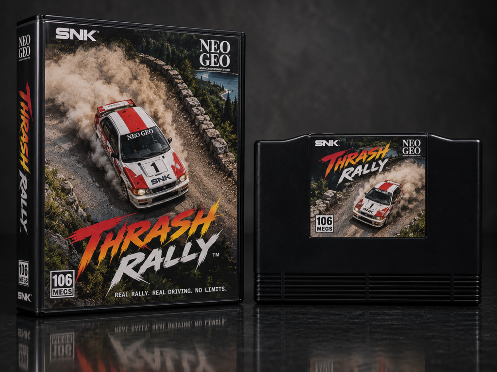 Thrash Rally: KI-Packshot mit AES-Verpackung und Modul