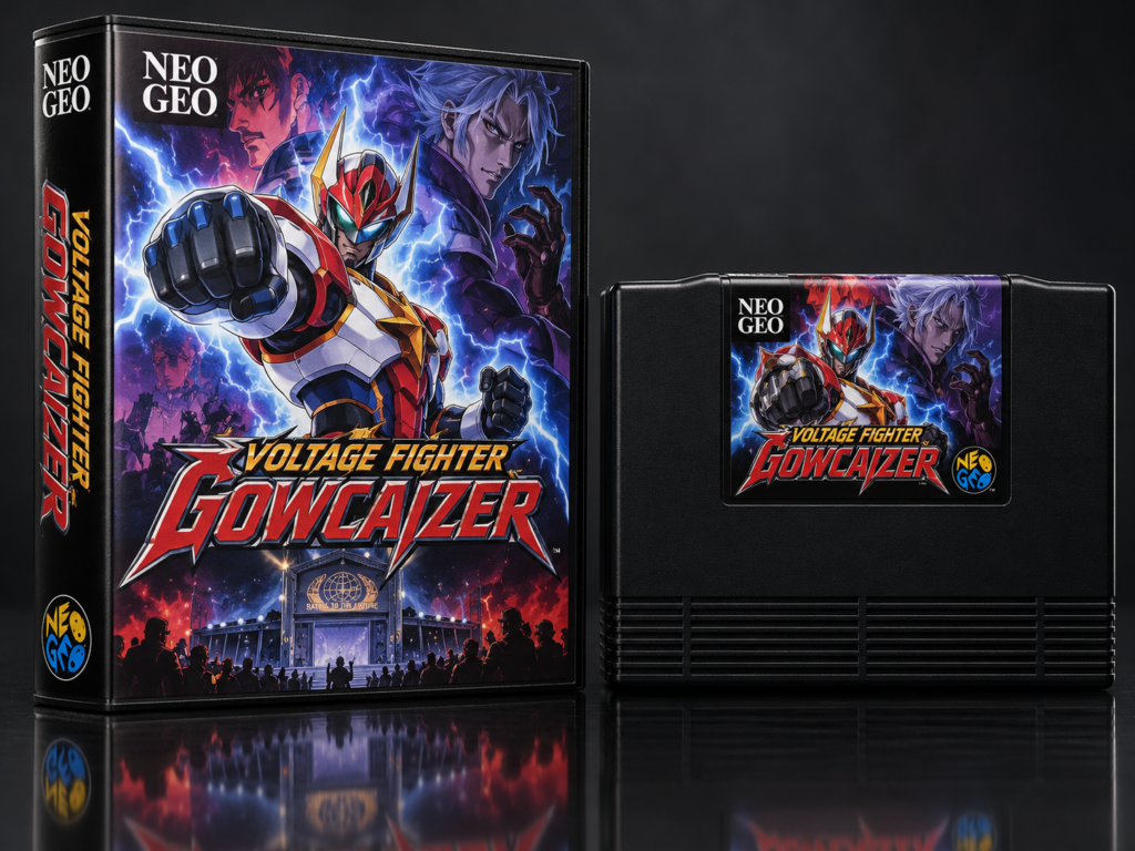 Voltage Fighter Gowcaizer / Chojin Gakuen Gowcaizer: KI-Packshot mit AES-Verpackung und Modul